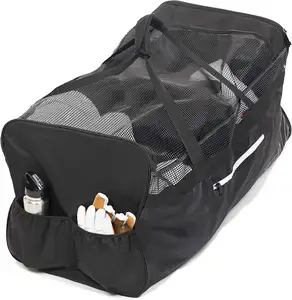 Saco de lona do hockey preto personalizado, grande bolsa de viagem para equipamentos e equipamentos com organizador incluído