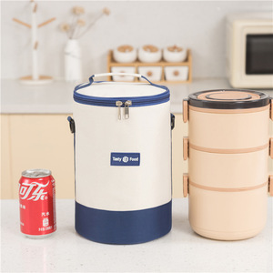 Sac à déjeuner isotherme cylindrique avec bandoulière, multi-couches, pour le bureau, le travail, l'école et les voyages - Product Image 3