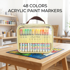 Marqueurs de peinture acrylique non toxiques 48 couleurs, encre liquide directe à haute saturation, pour roches, bois, verre, toile, tissu - Product Image 1