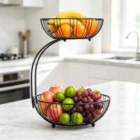 Panier de rangement pour légumes en fil métallique multifonction de taille moyenne, panier à fruits à 2 niveaux pour la cuisine à domicile