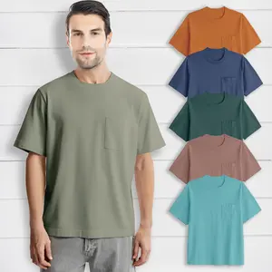 New Product Short Sleeve Round Neck Blank Quality Cotton Custom Graphic Logo Boxy Summer Plus Size Men Pocket T Shirts
