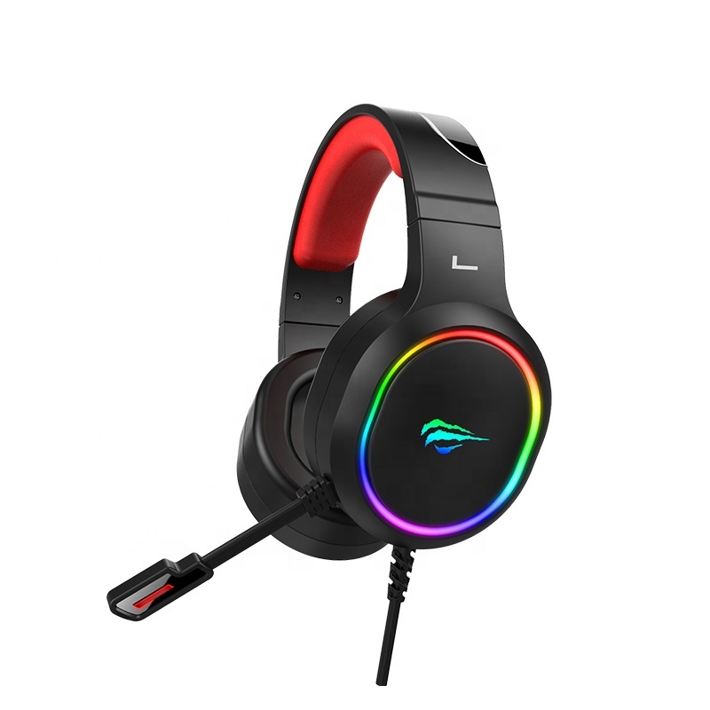 Проводные Игровые наушники Havit H662D, гарнитура со светодиодной rgb подсветкой для ноутбука и ПК, 3,5 мм
