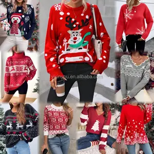 새로운 디자인 따뜻한 자카드 가족 크리스마스 스웨터 빈티지 남여 공용 추한 캐시미어 남성 겨울 니트 여성 스웨터