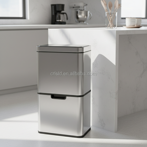 Contenedor de <span class=keywords><strong>Basura</strong></span> Inteligente de Acero Inoxidable de 60L <span class=keywords><strong>con</strong></span> <span class=keywords><strong>Sensor</strong></span> de Movimiento, 2 Compartimentos para Distinguir Residuos - Product Image 4