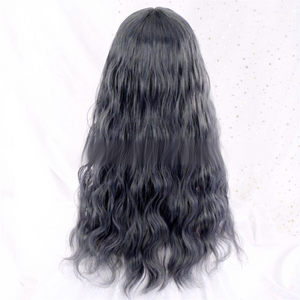 Perruque synthétique de style japonais pour <span class=keywords><strong>femme</strong></span>, cheveux longs bouclés, franges légères, design amincissant le visage, peut être permanentée/teinte, perruque complète ajustable - Product Image 5