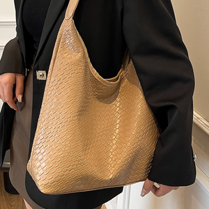 Bolsos de Mano Grandes de Cuero PU Repujado para Mujer con Cierre de Broches - Product Image 5