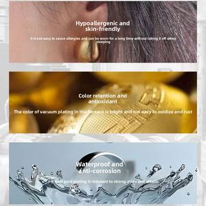 Bracelet jonc en acier inoxydable plaqué or 18 carats, motif trèfle et coquillage, pour femme - Vente en gros - Product Image 2