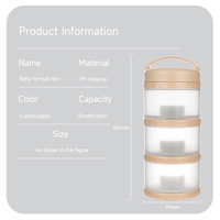 Nouvelle conception sans BPA, distributeur de lait infantile portable à 3 couches, conteneur de stockage de lait en poudre empilable avec poignée pour les voyages