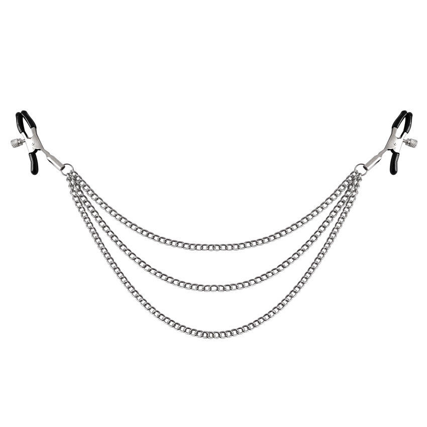 Silver and black clip + silver chain 19 + 23 + 27CM
