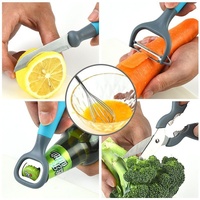 Multifunctionele keukenhulpset voor fruit en groenten, inclusief mes, schaar, schilmesje, flesopener en garde voor dagelijks koken
