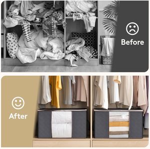 4-Pack Minimalist Design Quilt Storage Bag <b>Set</b> <b>Square</b> Firm Fabric Blankets Bedding for Bathroom Use 120L Capacity Eco-Friendly - Product Image 4