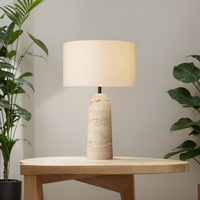 Lampe de table en travertin de luxe avec abat-jour en tissu E27, lampe de chevet moderne en pierre naturelle pour la maison et l'hôtel