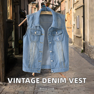 Chaleco Vaquero para Hombre, Estilo Casual Vintage, con Logotipo en la Parte Delantera, Resistente al Viento, para Verano e Invierno - Product Image 2