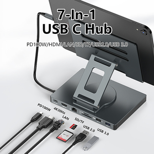 Blueendless USB 3.0 PD 100W Charger Hub Docking Station HDTV 4K RJ45 Stand Multiport 7 In 1 USB <strong>C</strong> SD TF <strong>Type</strong> <strong>C</strong> Dock Hub <strong>Adapter</strong> - Product Image 2