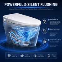 WC intelligent en céramique moderne certifié CE avec télécommande, désodorisation automatique, fixation au sol, drainage en P ou en S
