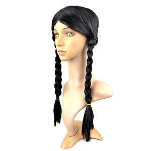 Addams peluca Cosplay mujeres niñas Pelo Largo peluca negra con buena calidad para Halloween accesorio Festival peluca - Product Image 2