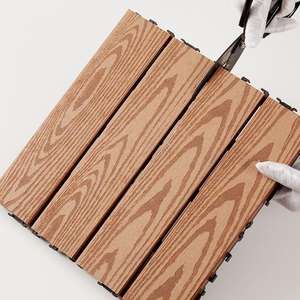 Durable Anti-Slip Waterproof WPC <b>Interlocking</b> Decking <b>Tiles</b> Outdoor Wood Plastic Composite Woodgrain <b>Tile</b> - Product Image 3