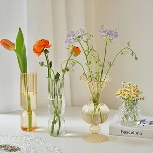 Горячая продажа боросиликатная современная стеклянная ваза для цветов ручной работы