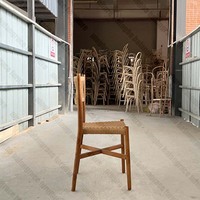 Chaise de salle à manger en bois tressée à la main en papier kraft, style ferme vintage, pour location de mariages et événements
