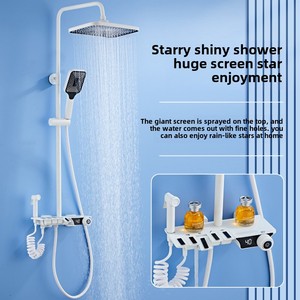 Starry Night All-Copper Thermostatic Shower Set trắng với hiển thị kỹ thuật số Brass mưa máy bay phản lực phun cho nhà hoặc khách sạn phòng tắm - Product Image 2
