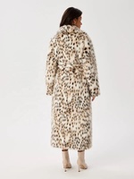 Manteau long en fausse fourrure imprimé léopard des neiges pour femme, chaud et luxueux, avec ceinture et col à revers, idéal pour l'hiver, modèle ODM
