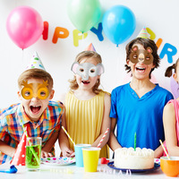 New Half Face Cartoon Animal Mask Coated Paper Birthday Party Decorations and Photo Props for Children
