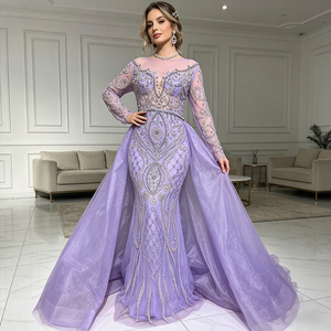 OEM Nude Luxury Muslim Mermaid Evening <strong>Dresses</strong> Gowns Beaded Overskirt Elegant for Women Party - Product Image 3