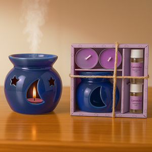 Wholesale Ceramic <b>Essential</b> Oil Diffuser Gift Set with Lavender Aroma Oil and Tealight Candles <b>Home</b> Fragrance Decor - Product Image 1