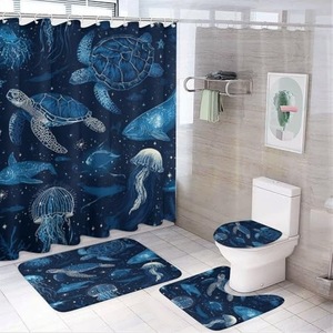 Rideau de Douche en Polyester Imprimé Numérique Motif Tortue Marine, Imperméable, Personnalisable, Vente en Gros, Moderne YH-YL351 - Product Image 6