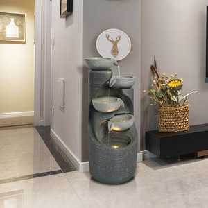 Fontaine à eau moderne en résine avec lumière, ornement décoratif intérieur/extérieur pour bureau, maison, cour JRL002 - Product Image 3