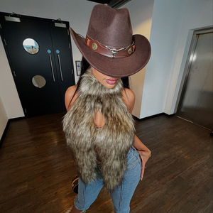 Débardeurs sexy en fourrure pour femmes, style <span class=keywords><strong>hipster</strong></span> Y2K, dos nu, à bandes, pour soirées et clubs, tendance, veste basique audacieuse - Product Image 4