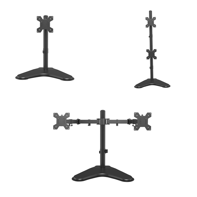 Dual Monitor Stand Riser with Height Adjustable Alloy Steel Desk Mount 90 Degrees Tilt for Double PC LCD Screens-in Stock
