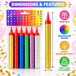 เทียนวันเกิดสีทองขนาด 15 ซม. สำหรับงานปาร์ตี้ไนท์คลับ เวล่า โวลคานิกา ให้แสงสว่างยาวนาน - Product Image 4