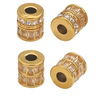 Bijouterie tendance plaquée or 18 carats Perles entretoises en acier inoxydable CZ Perles de pierres précieuses Zircon cubique Composants de fabrication de bijoux en diamant