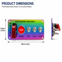 Interrupteur de contacteur de voiture Neo Chrome, panneau de commande combiné, bouton de démarrage du moteur, 3 interrupteurs à bascule ACC, rouge racing, 12V 24V
