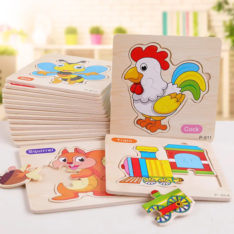 Fábrica niños juguetes 3D dibujos animados papel rompecabezas animal madera rompecabezas personalizado niños rompecabezas para niños