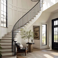 Escalier en colimaçon personnalisé HZ, style moderne et simple, rampes en fer, marches en bois, escalier en colimaçon pour villa