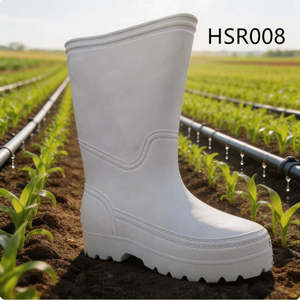 Bottes de pluie en PVC rouge ZYF, résistantes à l'eau et à la boue, à tige haute, pour l'agriculture, avec semelle auto-nettoyante pour le balayage des rues, imperméables, en caoutchouc HSR009 - Product Image 5