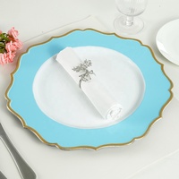 Assiettes de présentation en plastique écologiques pour mariage, design floral blanc et or rose, pour décoration de mariage, vente en gros