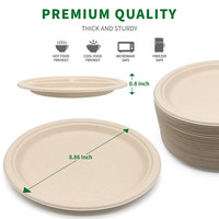 Oasis Plaque biodégradable jetable écologique de 9 pouces bagasse de canne à sucre sulfurisée au micro-ondes pour les mariages