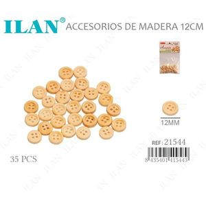 Bottoni in legno Ilan 12 mm 35 pezzi per cucito e artigianato - Product Image 1