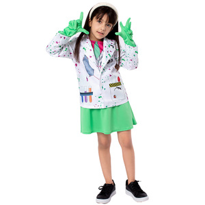 Disfraz de científica para niñas con bata de laboratorio y falda verde, talla 4-6T, traje para actuación de Halloween - Product Image 2
