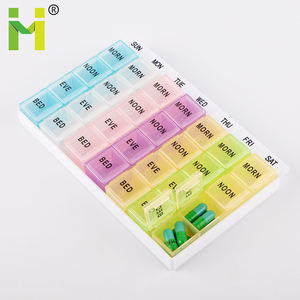 Pilulier hebdomadaire <span class=keywords><strong>28</strong></span> grilles en vrac en plastique 7 jours jour et nuit pilulier en vente en gros - Product Image 6