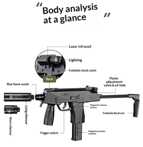 Accendino a Gas a Forma di Pistola, Costruzione in Metallo e Plastica, Stile Americano, Caratteristiche di Sicurezza, Multifunzione per Sigari, Barbecue, Torcia - Product Image 6