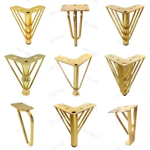 Jieying New Middle East Furniture Feet Accessories Sickle Shape Water Ripple Tv Cabinet Hardware Gold Sofa Legs