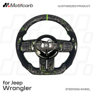 Volante de fibra de carbono forjado verde personalizado para JEEP Wrangler JK JL Unlimited Rubicon Gladiator Grand Cherokee 2011-2017 - Product Image 2