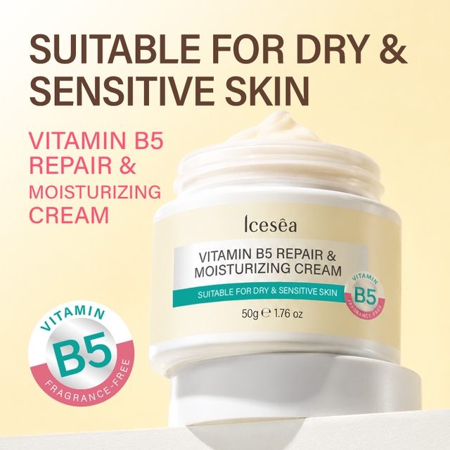 Icesea OEM Vitamin B5 Repair Cream, Fragrance-Free Moisturizer for Dry & Sensitive Skin