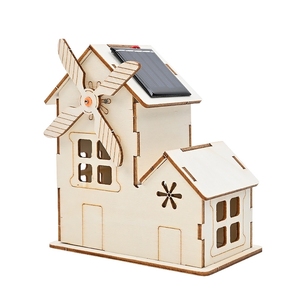 Modèle de construction de cabane solaire en bois OKYN-G5428-24 avec électronique fonctionnelle pour enfants et adolescents - Product Image 1