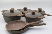 Ensemble de 26 casseroles et poêles de luxe pour la maison, antiadhésif, compatible avec les cuisinières à gaz, sans PFOA, avec couvercle en verre, lavage à la main uniquement