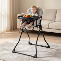 Chaise haute pliable et portable pour bébé avec plateau amovible et harnais de sécurité